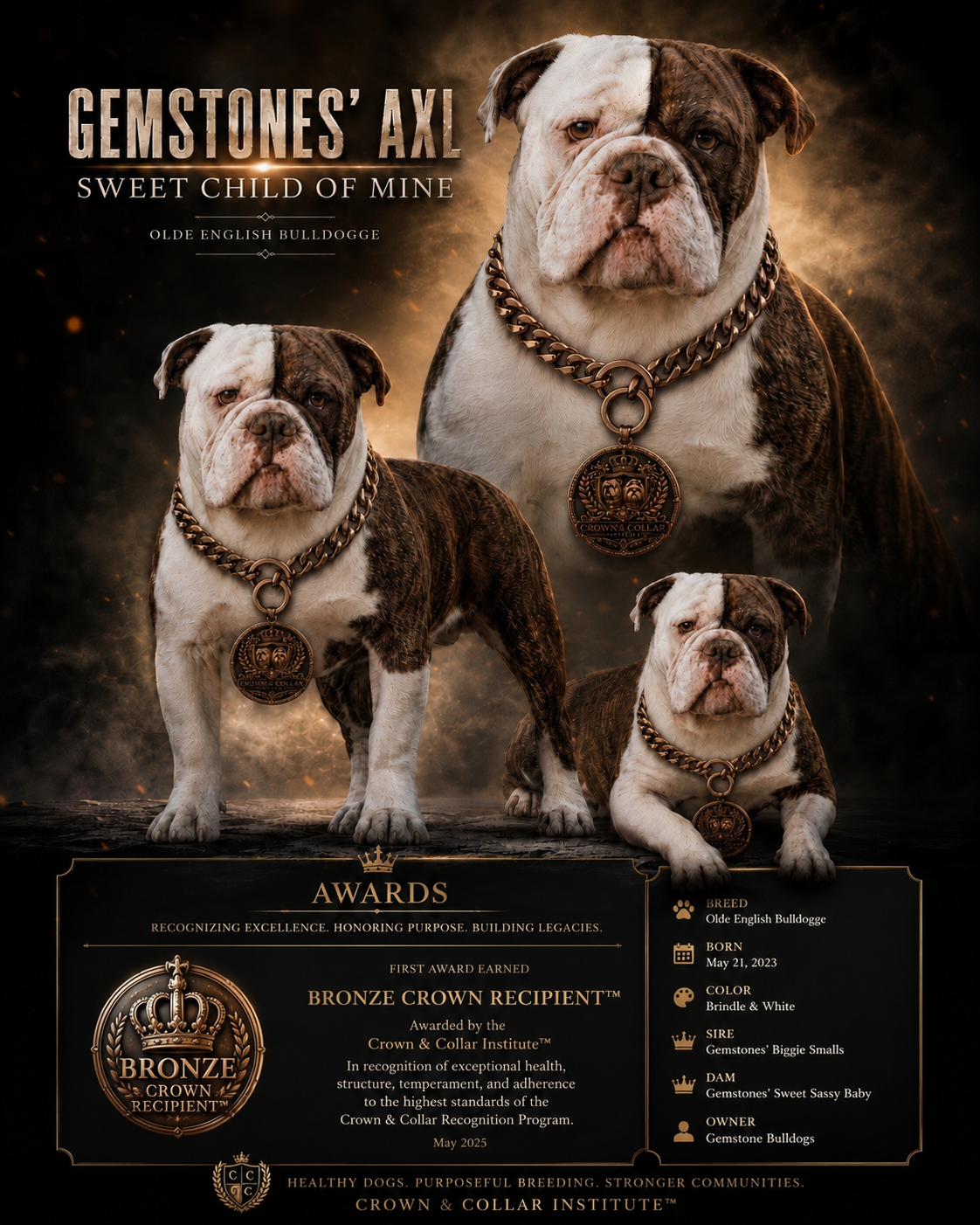 Gemstones' Axl — Bronze Crown Recipient™, Olde English Bulldogge